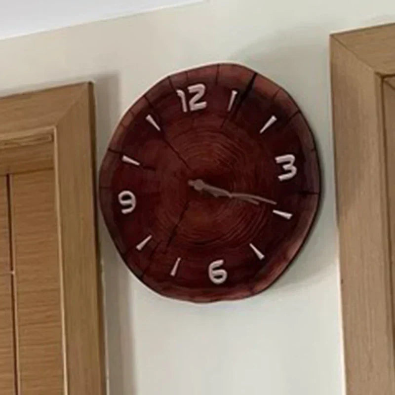 Wooden Wall Clock Circular Design Home Office Decor
