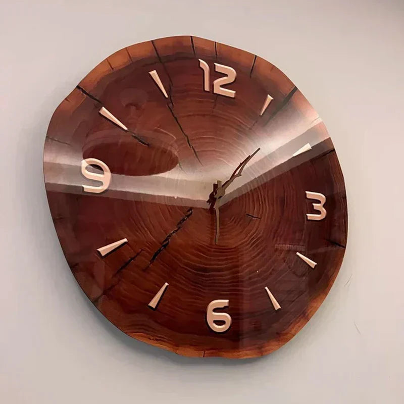 Wooden Wall Clock Circular Design Home Office Decor