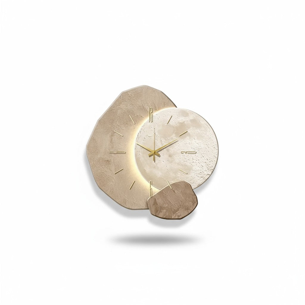 Wooden Wall Clock with USB Lamp Home Office Decor