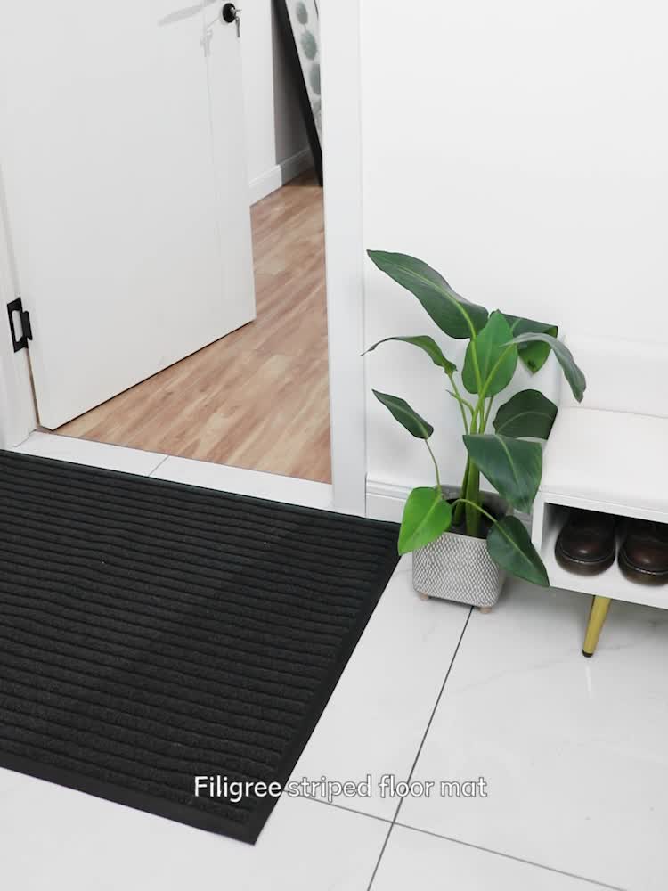 Striped Non Slip Doormat for Indoor and Outdoor Entryway Use