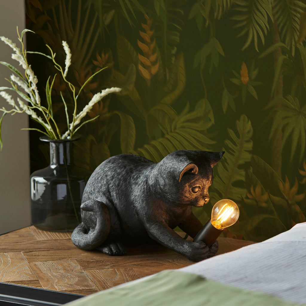 Decorative Golden Cat Table Lamp with Edison Bulb