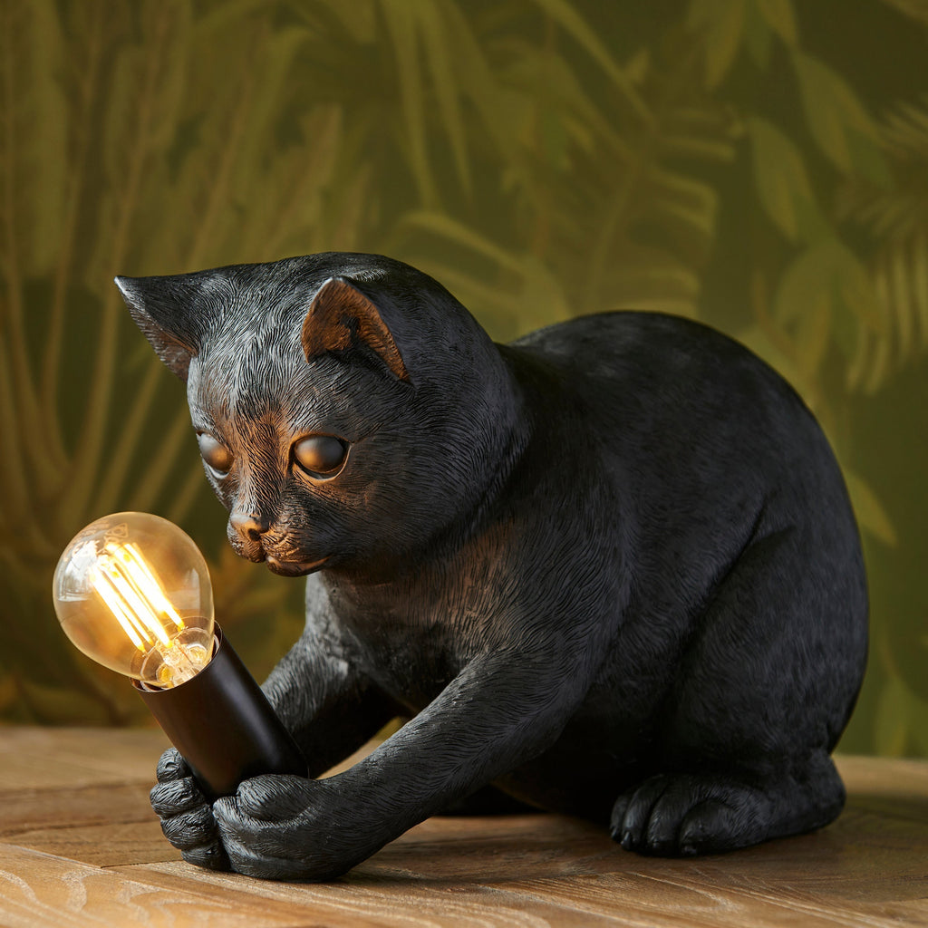 Decorative Golden Cat Table Lamp with Edison Bulb