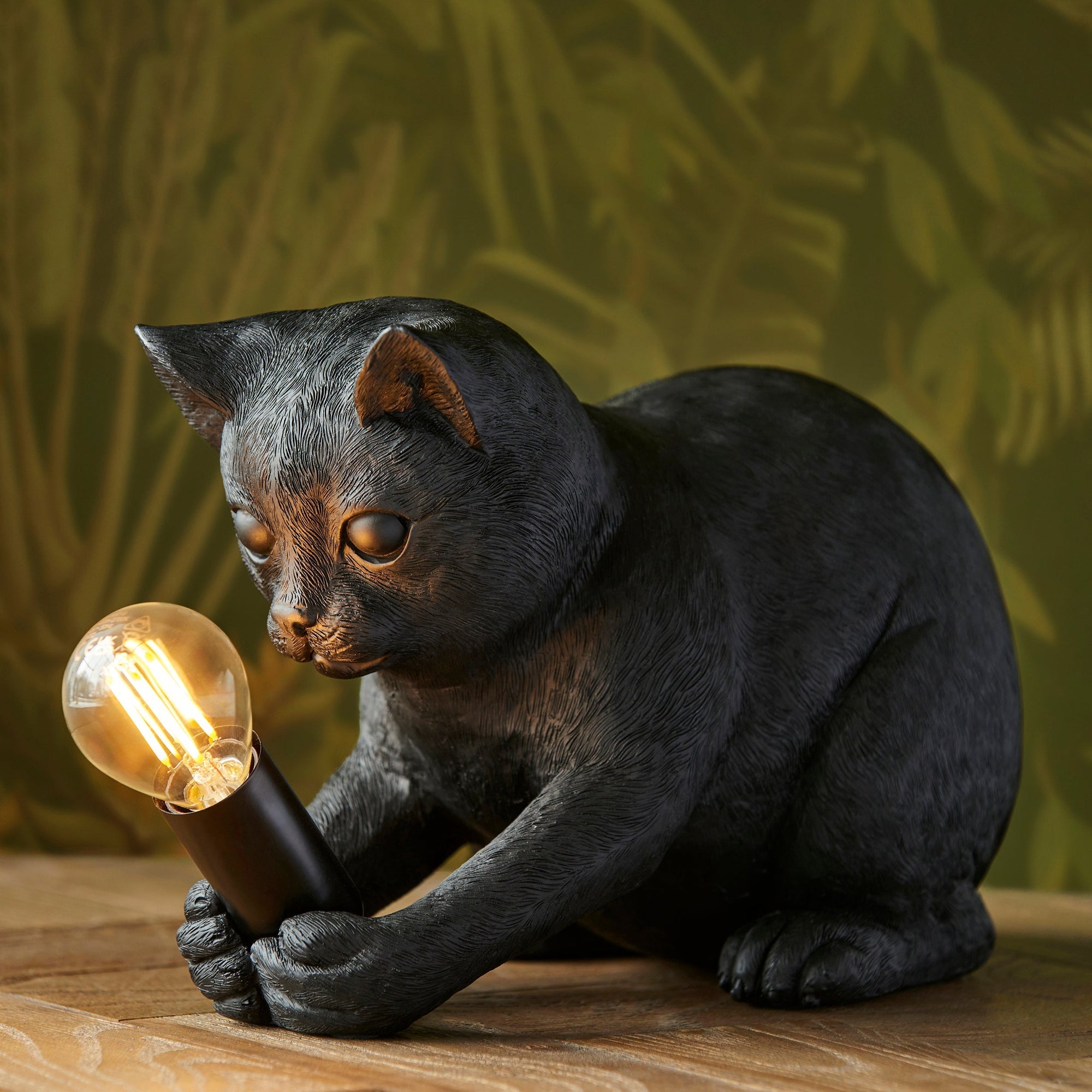Decorative Golden Cat Table Lamp with Edison Bulb