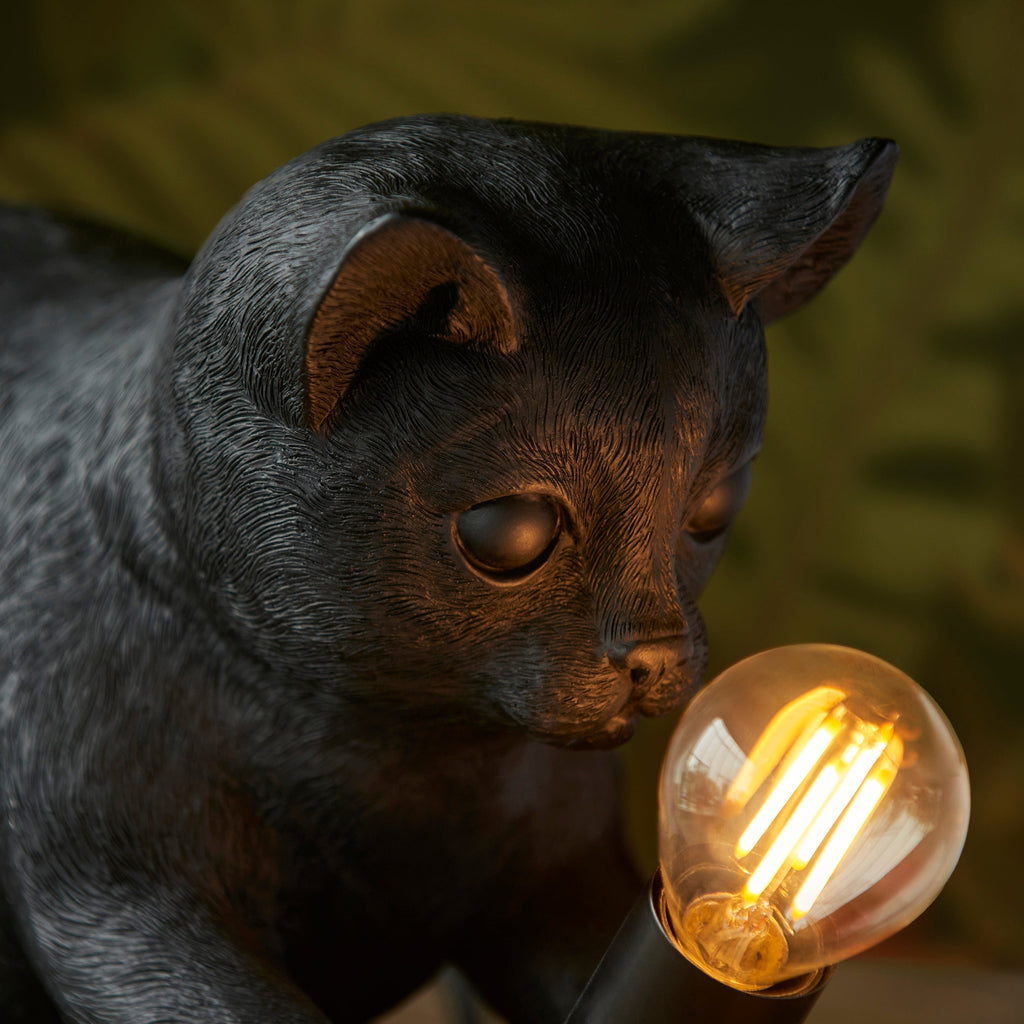 Decorative Golden Cat Table Lamp with Edison Bulb