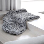 Chunky Knit Weighted Throw Blanket Handmade Oversized Cozy Blanket