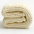 Chunky Knit Weighted Throw Blanket Handmade Oversized Cozy Blanket