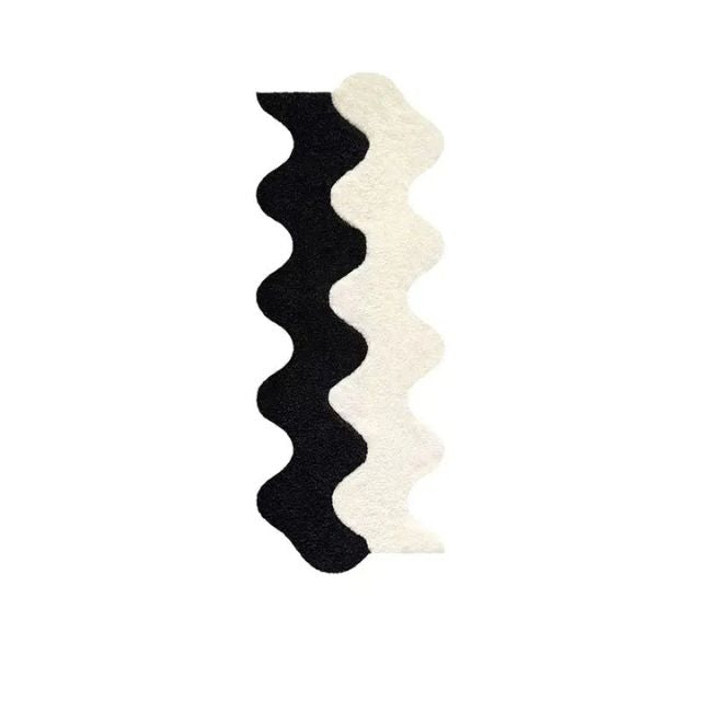 Abstract Wavy Runner Rug with Two Tone Design for Bedroom Floor