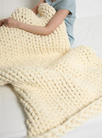 Chunky Knit Weighted Throw Blanket Handmade Oversized Cozy Blanket