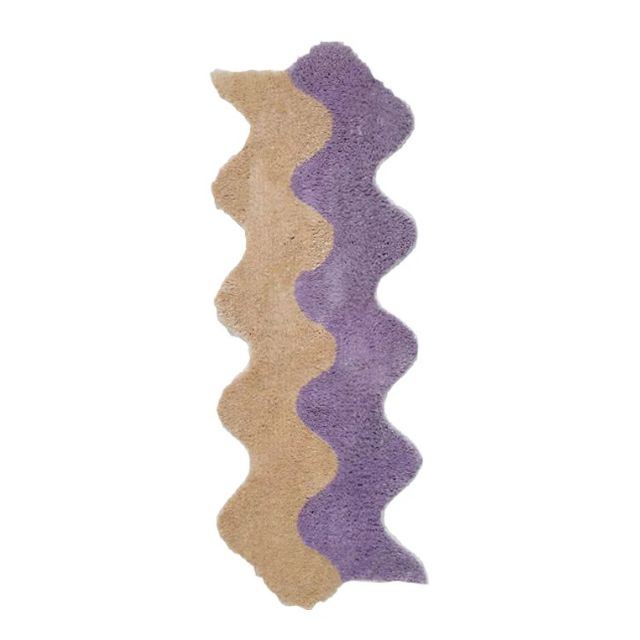 Abstract Wavy Runner Rug with Two Tone Design for Bedroom Floor