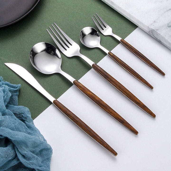 5 Piece Cutlery Set with Wood Handle