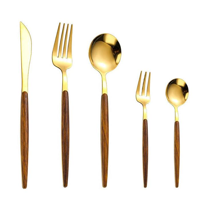 5 Piece Cutlery Set with Wood Handle
