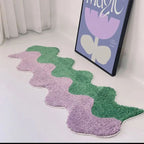 Abstract Wavy Runner Rug with Two Tone Design for Bedroom Floor