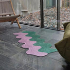 Abstract Wavy Runner Rug with Two Tone Design for Bedroom Floor