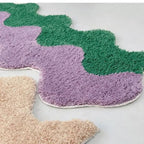 Abstract Wavy Runner Rug with Two Tone Design for Bedroom Floor