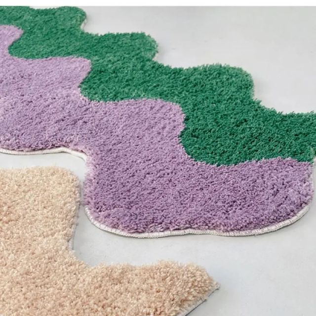 Abstract Wavy Runner Rug with Two Tone Design for Bedroom Floor