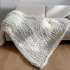 Chunky Knit Weighted Throw Blanket Handmade Oversized Cozy Blanket
