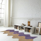 Abstract Wavy Runner Rug with Two Tone Design for Bedroom Floor