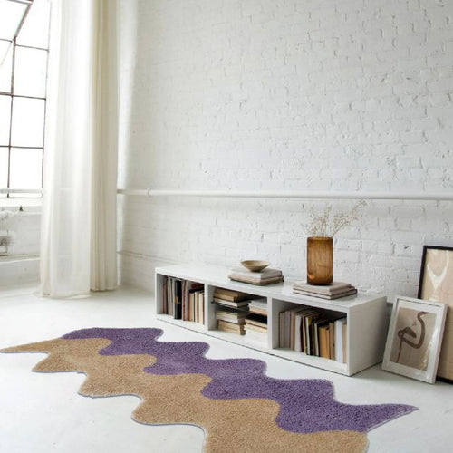 Abstract Wavy Runner Rug with Two Tone Design for Bedroom Floor