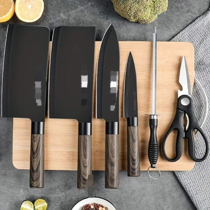 7 Piece Kitchen Knife Set with Sharpener and Shears