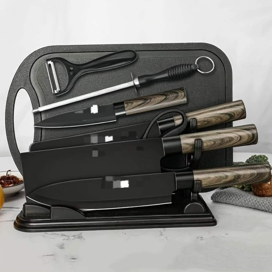 7 Piece Kitchen Knife Set with Sharpener and Shears