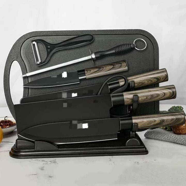 7 Piece Kitchen Knife Set with Sharpener and Shears