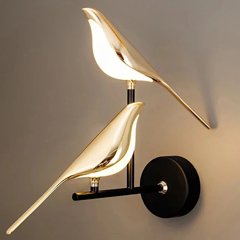 Gold Bird Shape LED Wall Sconce with Adjustable Lighting