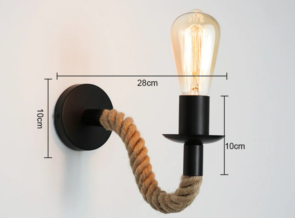 Vintage Rope Wall Sconce Lamp Rustic Industrial Wall Mounted Light