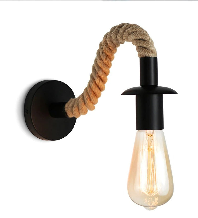 Vintage Rope Wall Sconce Lamp Rustic Industrial Wall Mounted Light