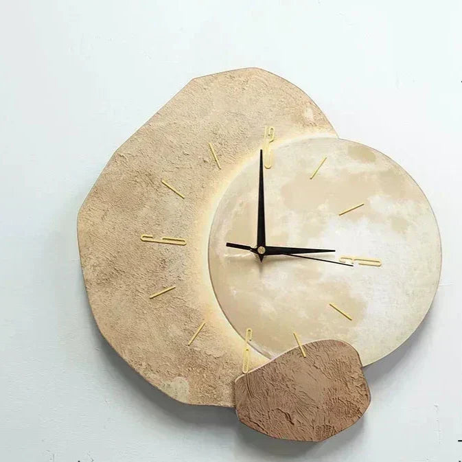Wooden Wall Clock with USB Lamp Home Office Decor