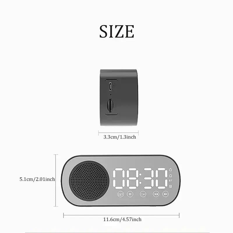 Digital Alarm Clock with Bluetooth Speaker and LED Display