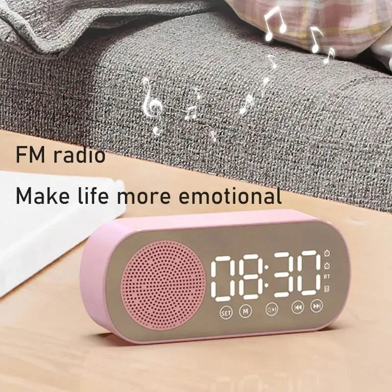 Digital Alarm Clock with Bluetooth Speaker and LED Display
