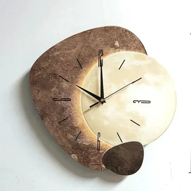 Wooden Wall Clock with USB Lamp Home Office Decor