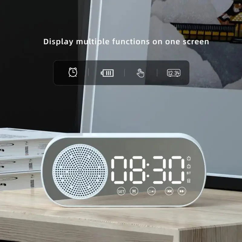 Digital Alarm Clock with Bluetooth Speaker and LED Display