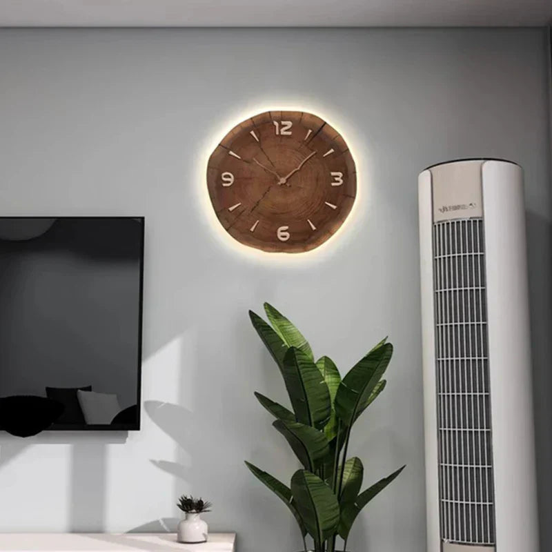 Wooden Wall Clock Circular Design Home Office Decor