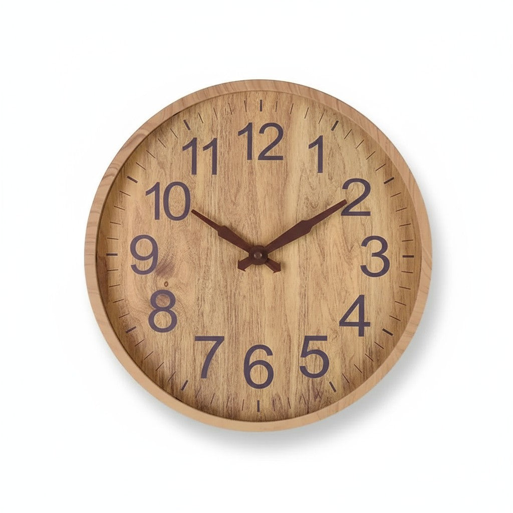 Wooden Circular Wall Clock Timepiece