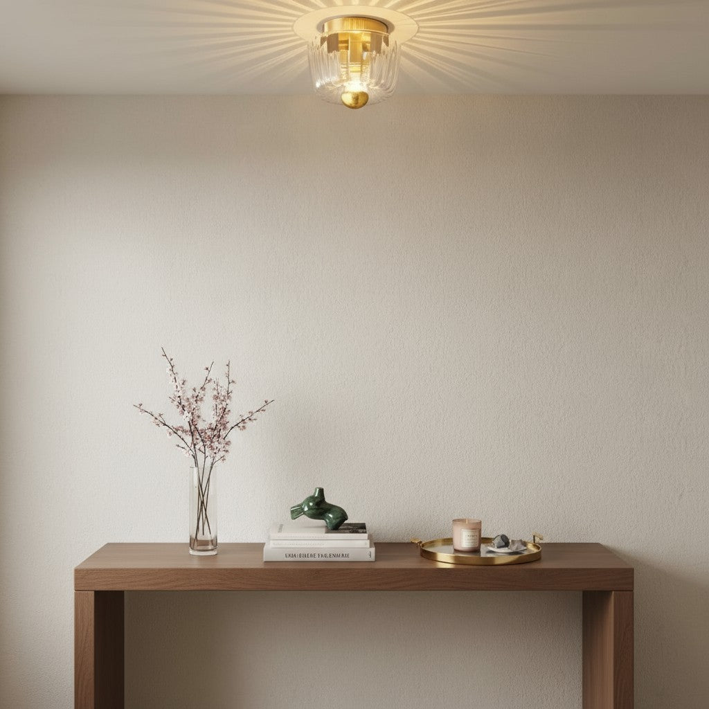 Glass Flush Mount Ceiling Light Sun Rays Design