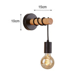 Industrial Wall Mount Bedside Lamp with Wooden Arm