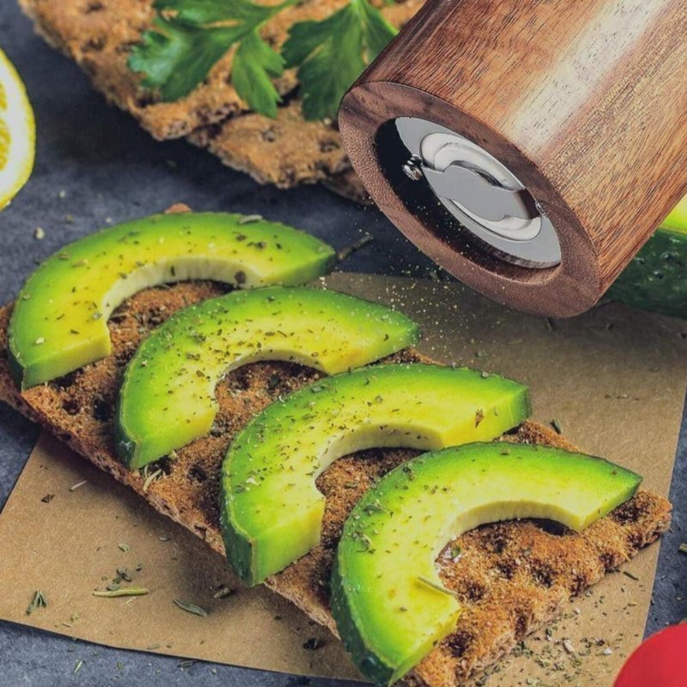 Acacia Wood Salt and Pepper Mill Set with Adjustable Ceramic Grinder