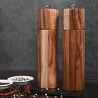 Acacia Wood Salt and Pepper Mill Set with Adjustable Ceramic Grinder