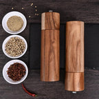 Acacia Wood Salt and Pepper Mill Set with Adjustable Ceramic Grinder