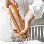 Acacia Wood Salt and Pepper Mill Set with Adjustable Ceramic Grinder