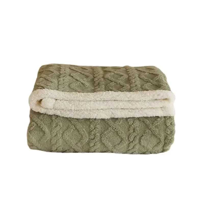Soft Lambswool Sherpa Throw Blanket with Microfleece Layer