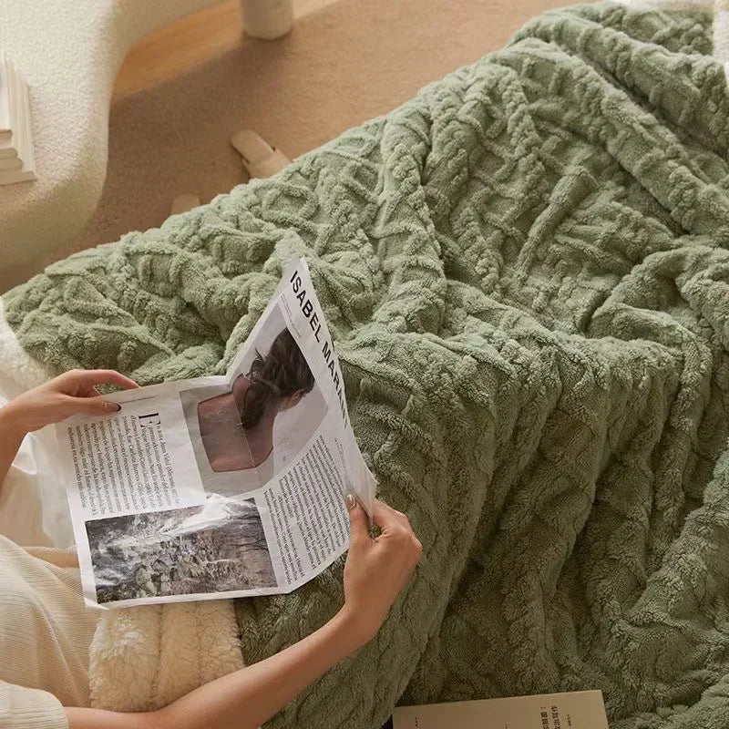 Soft Lambswool Sherpa Throw Blanket with Microfleece Layer