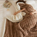 Soft Lambswool Sherpa Throw Blanket with Microfleece Layer