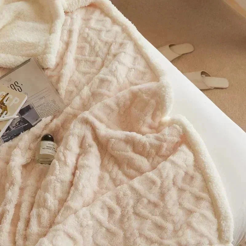 Soft Lambswool Sherpa Throw Blanket with Microfleece Layer