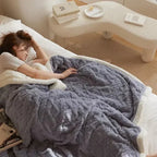 Soft Lambswool Sherpa Throw Blanket with Microfleece Layer