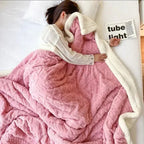 Soft Lambswool Sherpa Throw Blanket with Microfleece Layer