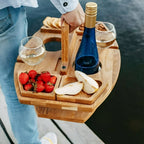 Portable Folding Wooden Picnic Table with Wine Bottle