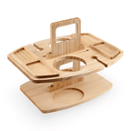 Portable Folding Wooden Picnic Table with Wine Bottle