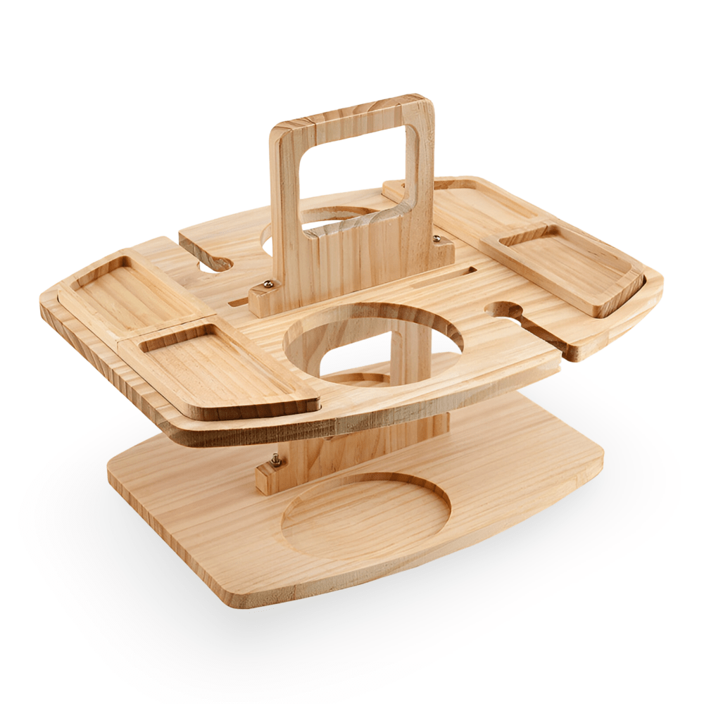 Portable Folding Wooden Picnic Table with Wine Bottle
